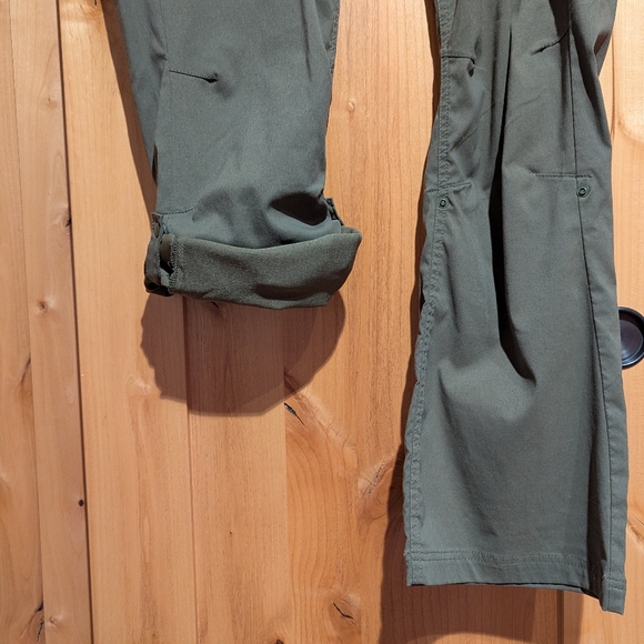 Prana Halle Pant Convertible Capri Hiking Olive Green Sz 16 - Picture 9 of 10